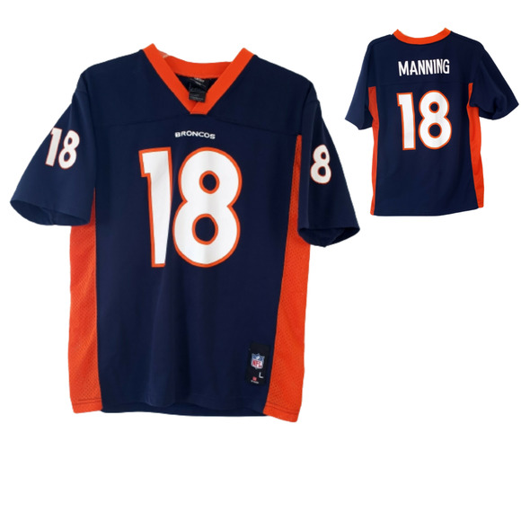 NFL Team Apparel Youth Jersey Tee Large Peyton Manning #18 Denver Broncos Navy - Picture 1 of 9